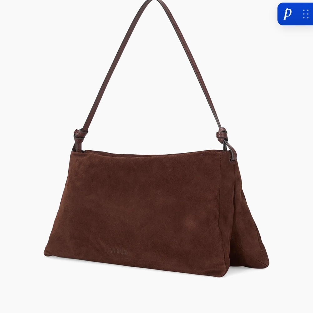 STAUD Chocolate Brown Suede Shoulder Bag